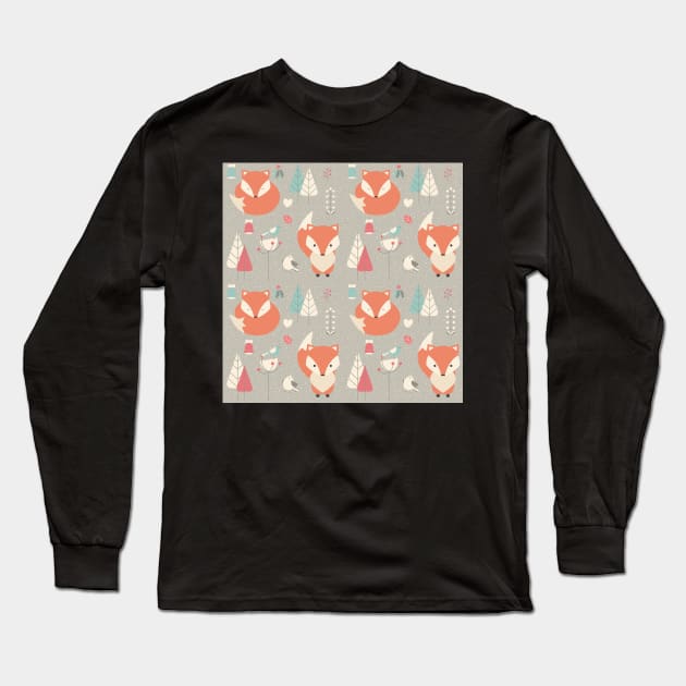 Fox Forest Long Sleeve T-Shirt by edwardecho